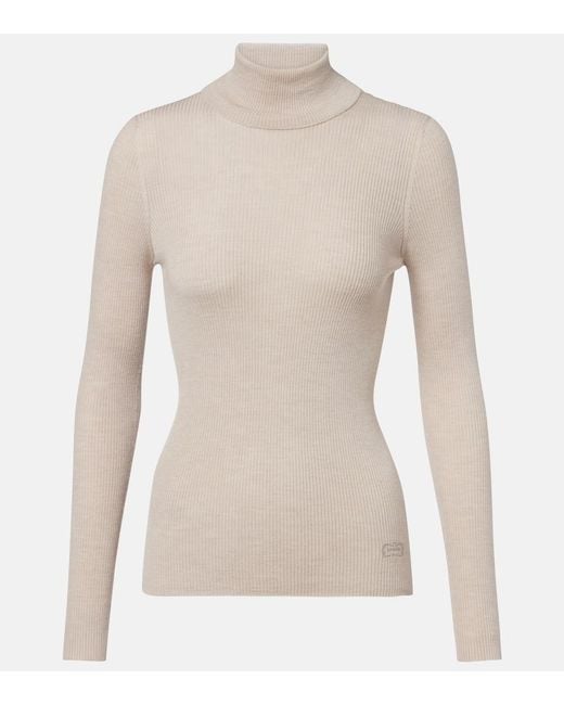 Agnona Natural Turtleneck Wool, Silk, And Cashmere Sweater