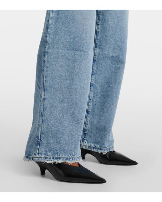 FRAME Blue Le Jane High-Rise Wide-Leg Jeans