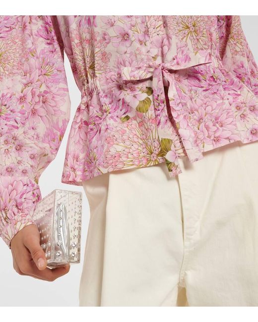 Blusa in cotone con stampa di Giambattista Valli in Pink