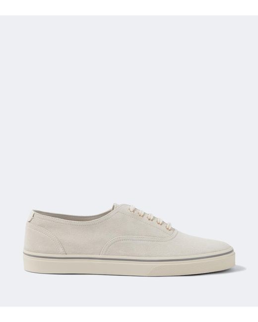 Brunello Cucinelli White Suede Sneakers for men