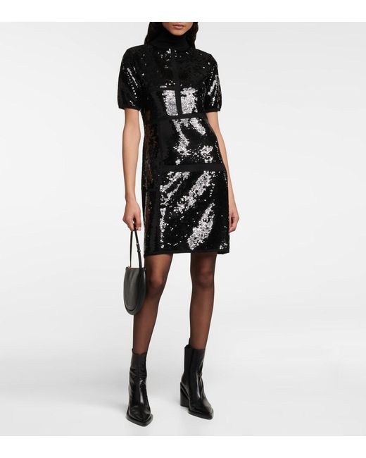 Joseph Black Sequined Wool-Blend Minidress