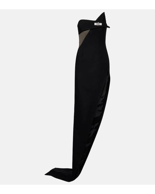 David Koma Black Verzierte Robe Aus Einem Wollgemisch