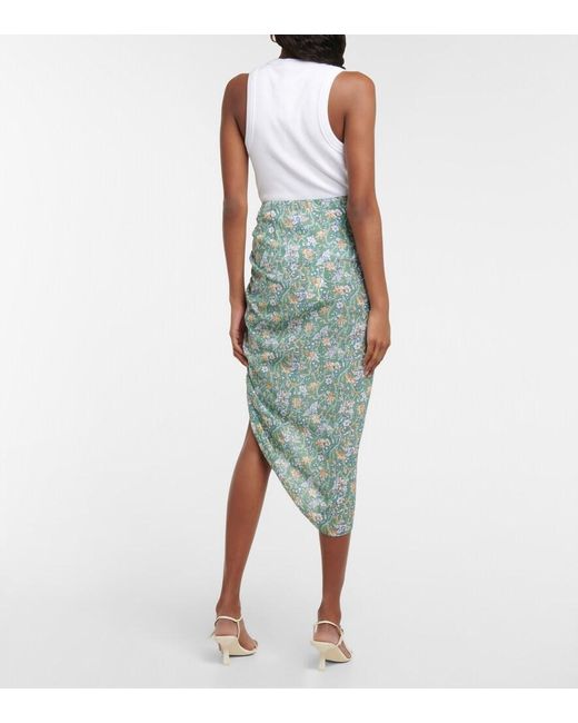 Veronica Beard Green Hazel Floral Asymmetric Midi Skirt