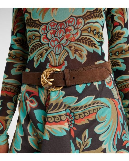 Etro Brown Paisely Suede Belt