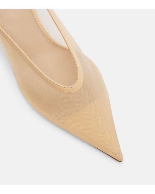 Le Monde Beryl Natural Venetian Leather-Trimmed Mules