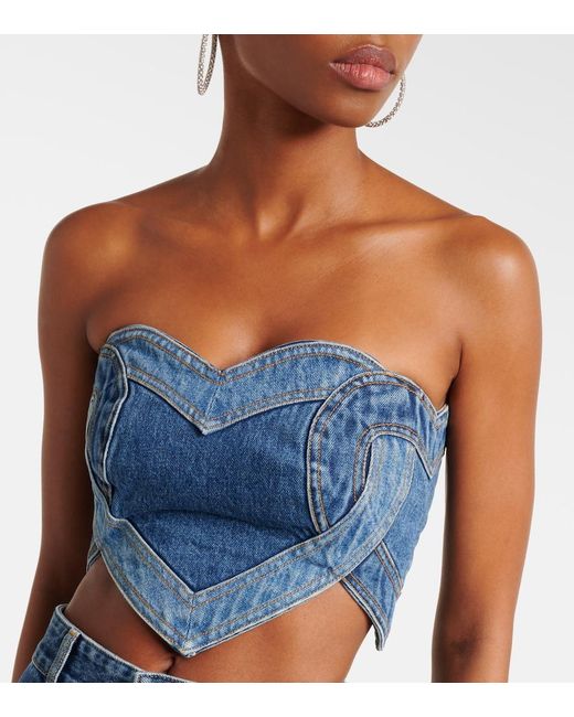 Area Blue Strapless Denim Top
