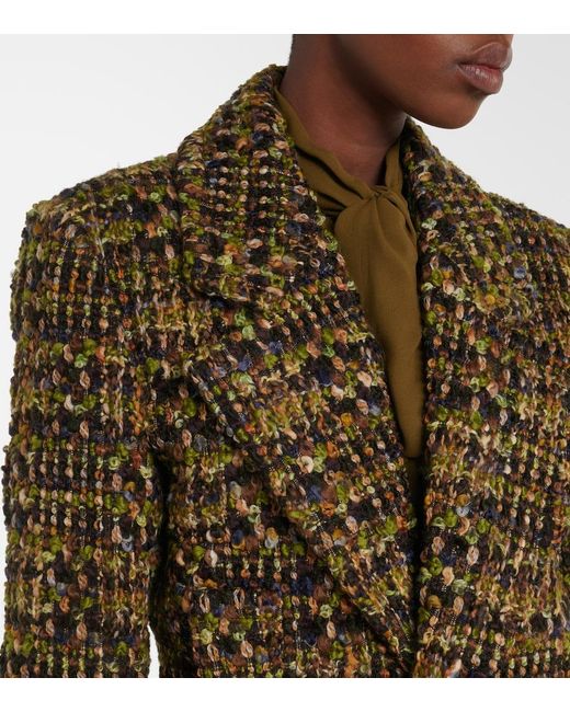Saint Laurent Brown Wool-Blend Tweed Jacket