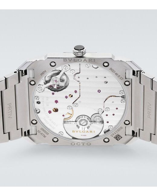 BVLGARI Gray Octo Finissimo Stainless Steel Watch for men