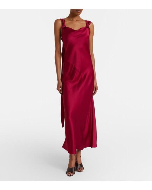 Max Mara Red Crepe Satin Maxi Dress