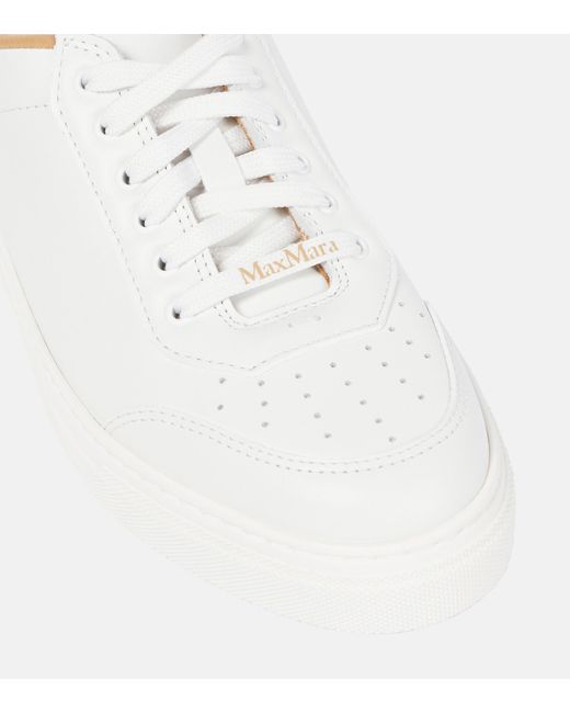 Max Mara Slide Leather Sneakers in White | Lyst