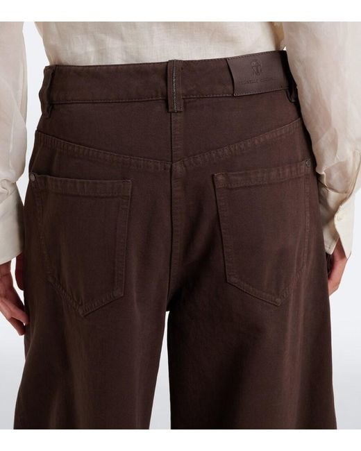 Brunello Cucinelli Brown Monili Wide-Leg Jeans
