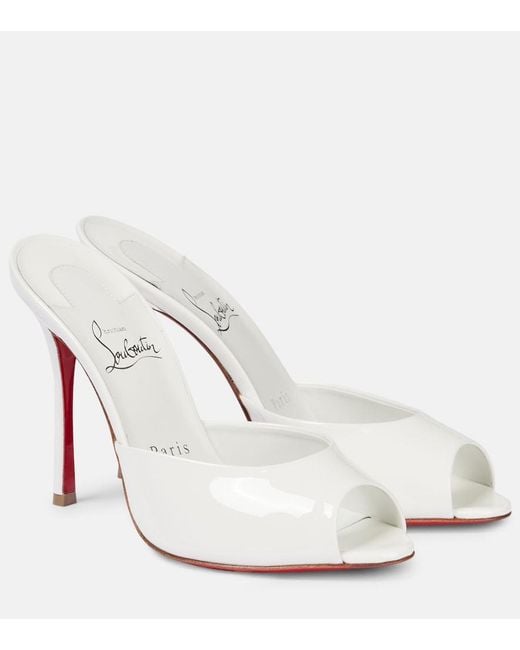 Christian Louboutin White Bridal Me Dolly Patent Leather Mules
