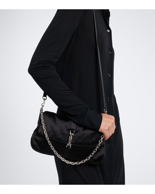 Gucci Black Aperitivo Medium Satin Shoulder Bag