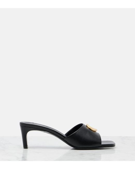 Gucci Black Double G Leather Mules