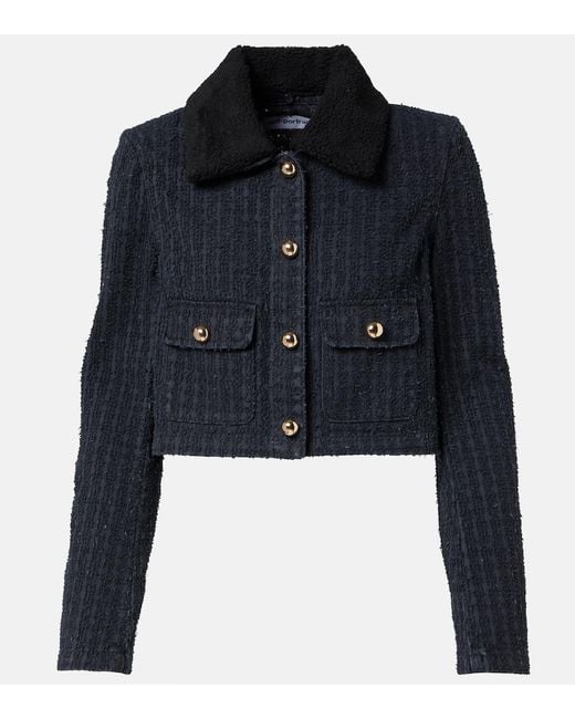 Self-Portrait Blue Embellished Cropped Denim Jacket