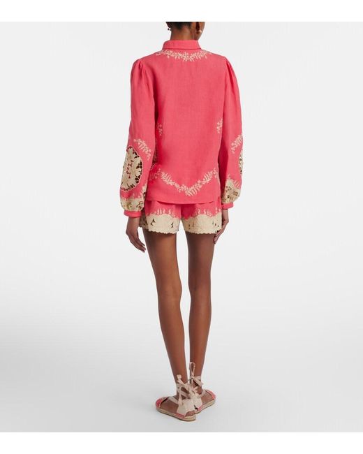 Valentino Embroidered Linen Shorts