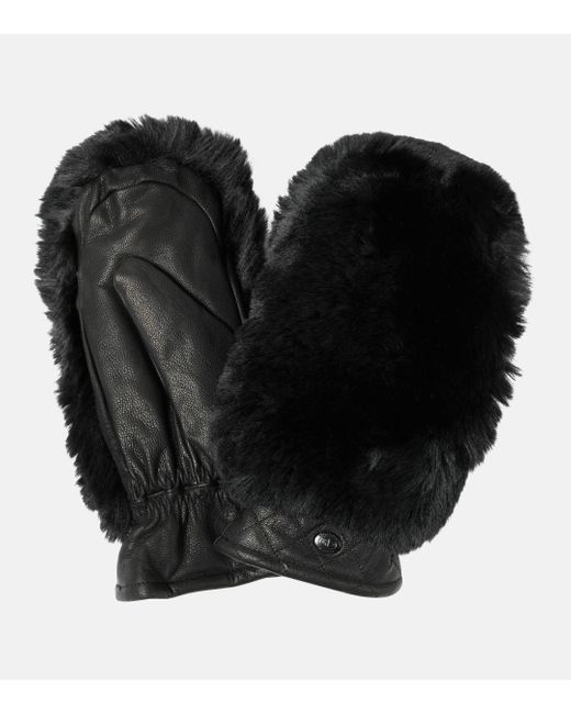 Goldbergh Black Hill Faux Shearling And Leather Mittens
