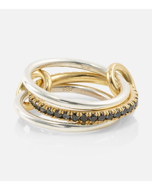 Spinelli Kilcollin Metallic Tigris 18kt Gold And Sterling Silver Ring With Black Diamonds
