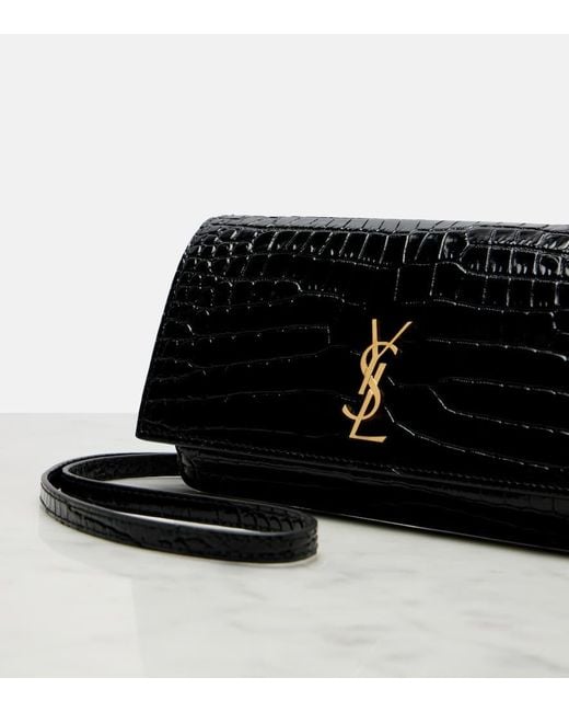 Saint Laurent White Smartphone-Etui Cassandre Mini Aus Leder