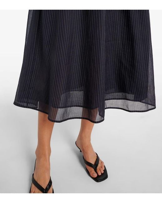 Vestido Midi De Algodon A Rayas Tory Burch de color Blue