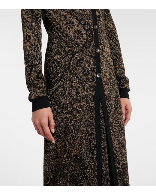 Etro Black Paisley Wool-Blend Lame Cardigan