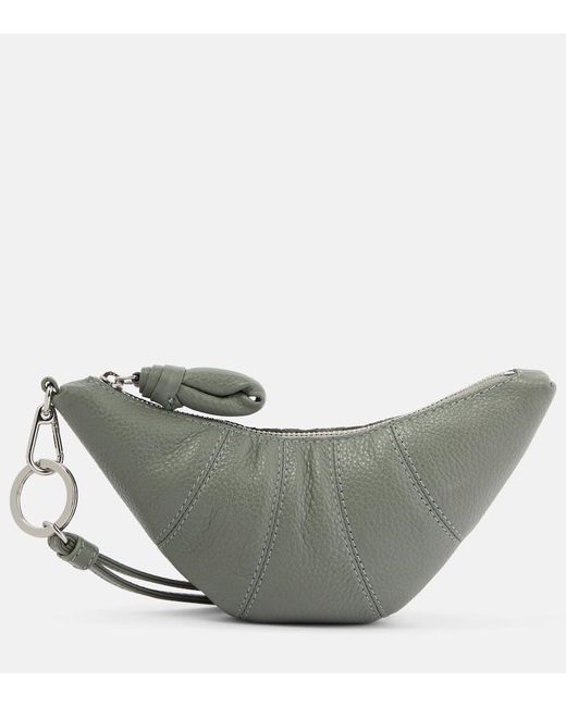 Lemaire Gray Croissant Leather Coin Purse With Strap