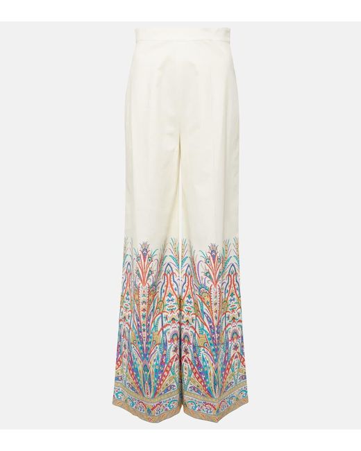 Pantalones anchos de algodon estampados Etro de color White