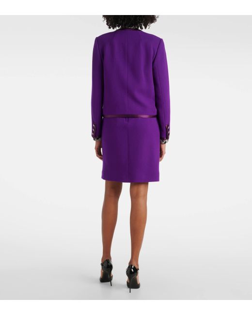 Dolce & Gabbana Purple Dg Satin-trimmed Wool-blend Crepe Jacket