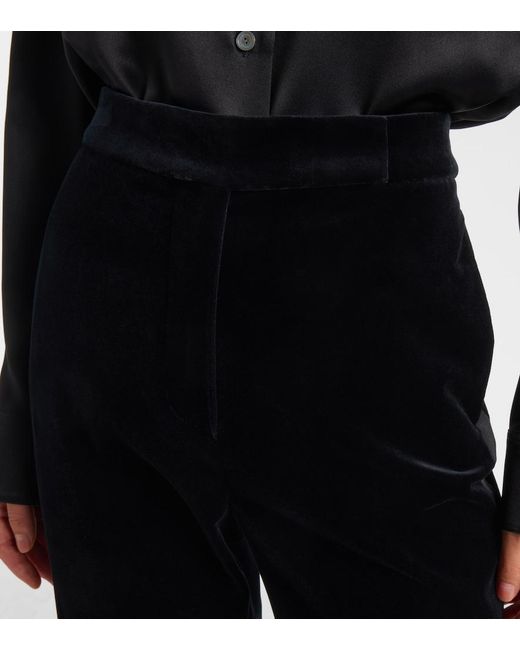 Max Mara Black Vetrino Cotton Velvet Flared Pants
