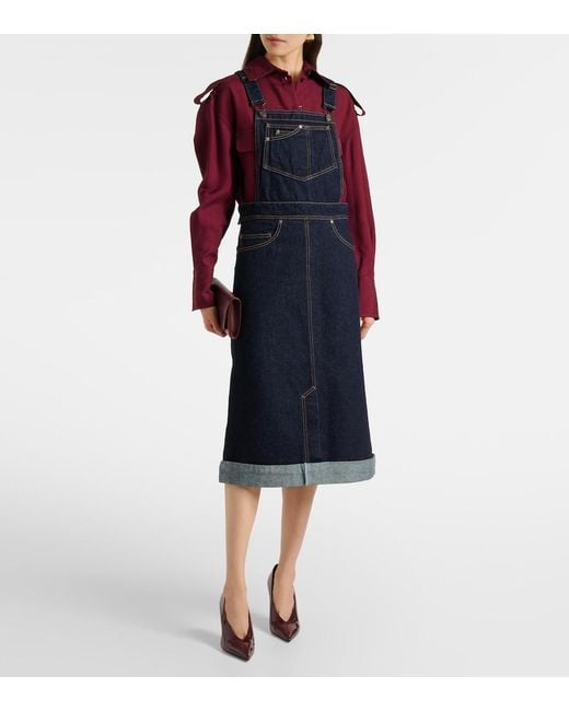 Victoria Beckham Blue Convertible Denim Midi Skirt