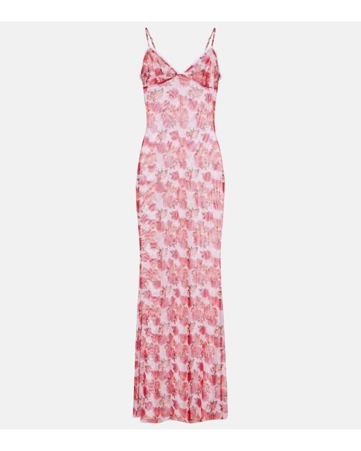 Bananhot Pink Solay Floral Lace-Trimmed Maxi Dress
