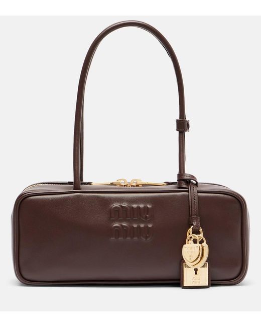 Miu Miu Brown Beau Leather Shoulder Bag