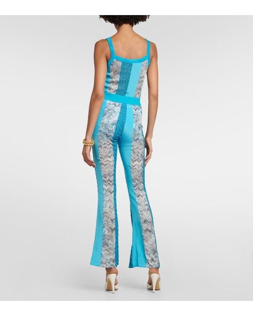 Missoni Blue Zig-Zag Knit Patchwork Pants