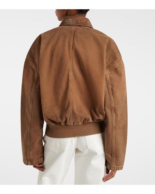 SLVRLAKE Denim Brown Harlem Cotton Canvas Bomber Jacket