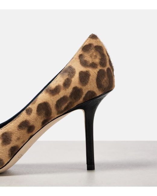 Jimmy Choo Yellow Leo 85 Leopard-Print Calf Hair Pumps
