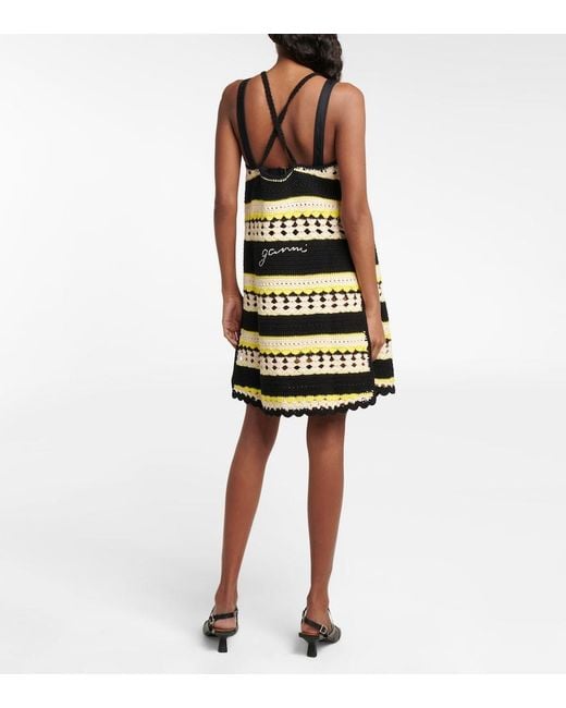 Ganni Yellow Crochet Mini Dress