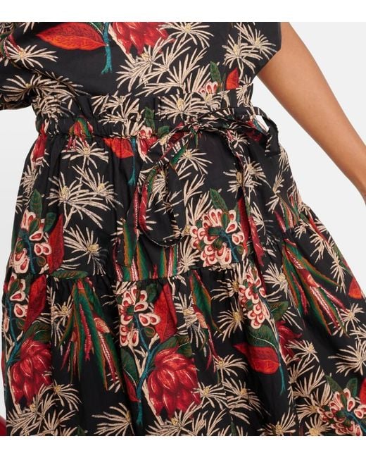 Ulla Johnson Red Fernanda Cotton Poplin Midi Skirt