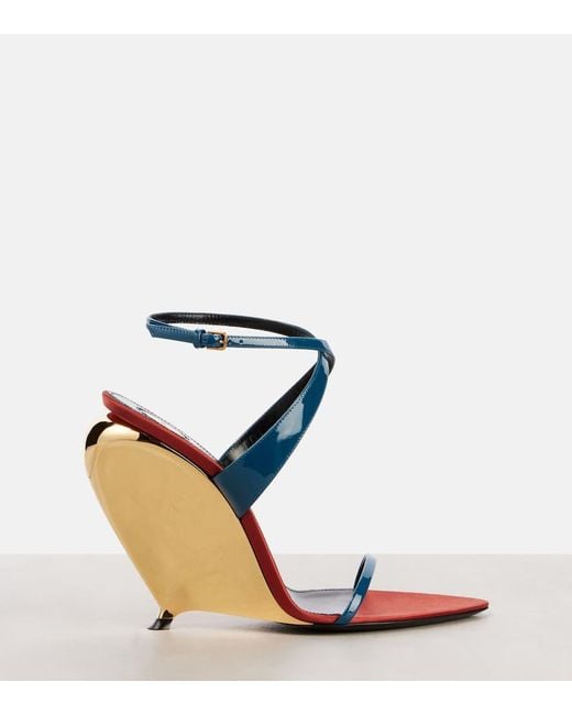 Sandalias Con Cuna Tallulah 110 De Charol Saint Laurent de color Blue