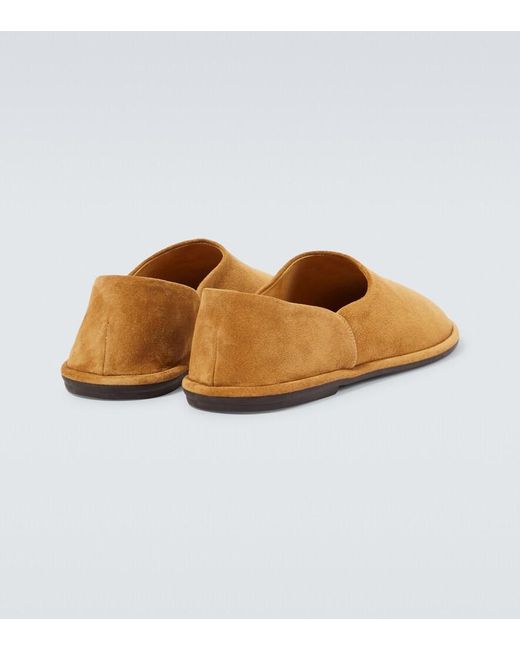 The Row Brown Canal Suede Slip-On Shoes for men