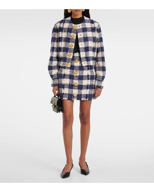 Balmain Blue Checked Tweed Jacket