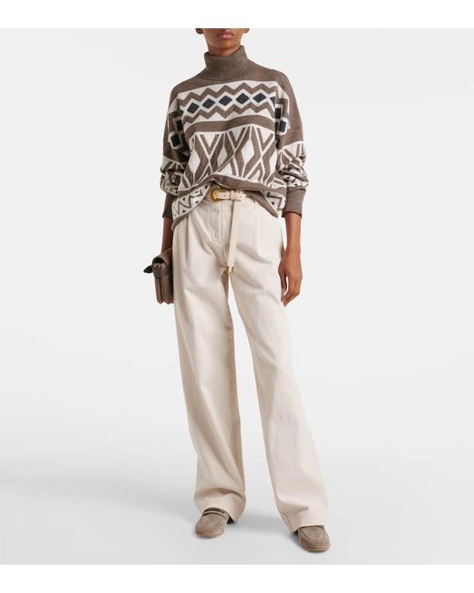 Chaleco De Lana, Cachemir Y Seda En Jacquard Brunello Cucinelli de color Gray