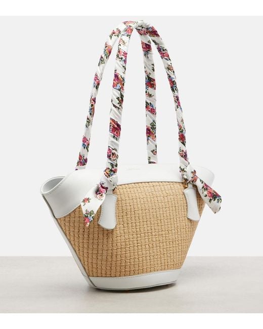 Dolce & Gabbana White Capri Medium Leather-Trimmed Raffia Tote Bag