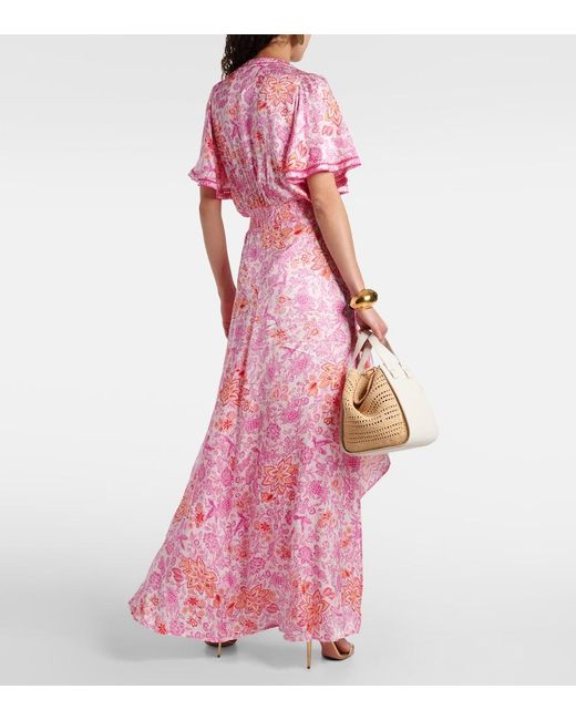 Poupette Pink Mabelle Floral Satin Maxi Dress