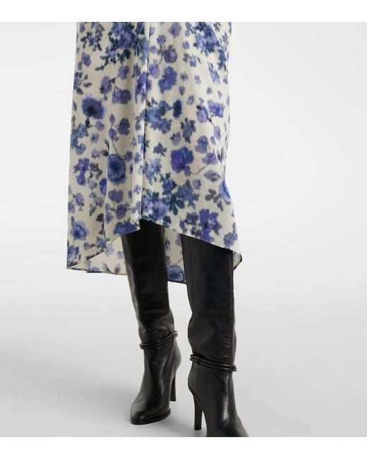 Isabel Marant Blue Albini Floral Silk-Blend Midi Dress