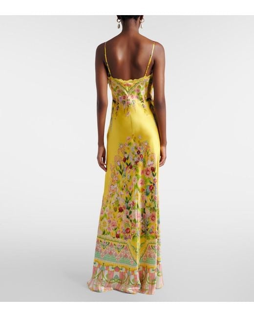 Camilla Metallic Printed Silk Charmeuse Maxi Dress