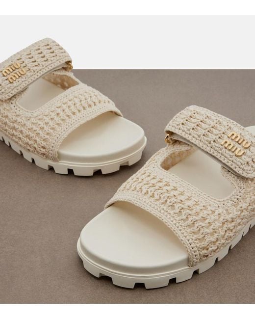 Miu Miu Natural Crochet Sandals