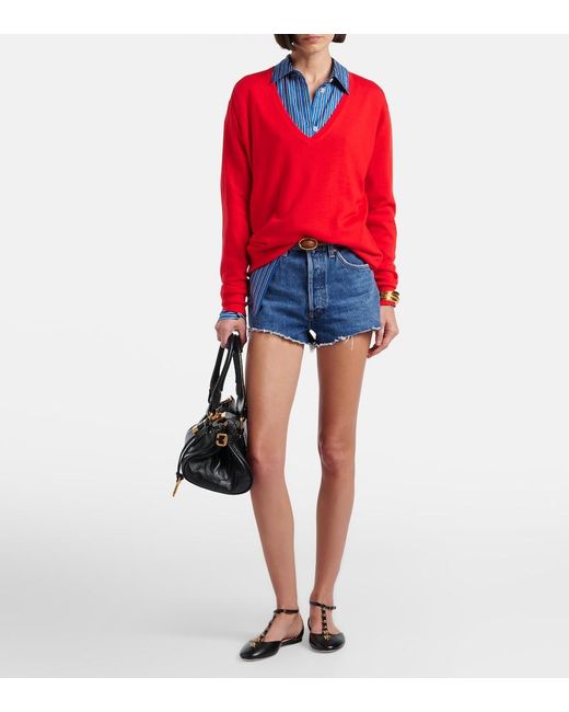 Agolde Blue Ridley Denim Shorts
