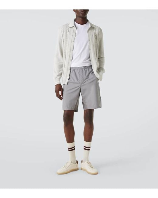 Cardigan Trenzado De Algodon Brunello Cucinelli de hombre de color White