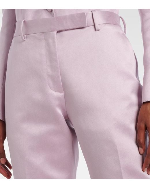 Tom Ford Pink Cotton And Silk Duchesse Straight Pants