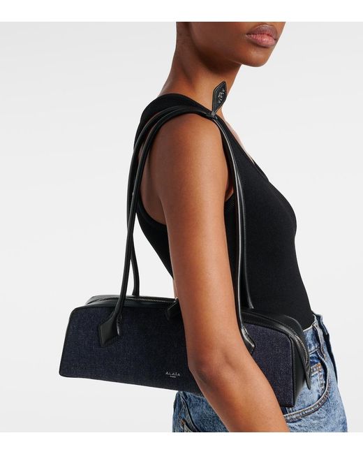 Alaïa Blue Le Teckel Medium Denim Shoulder Bag